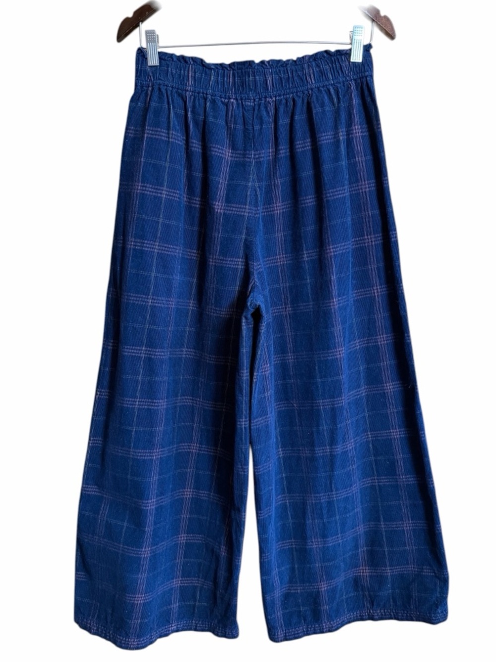 Madewell Corduroy Pull-On Wide-Leg Crop Pants in Windowpane Blue Multi Med #2178 - Picture 5 of 8
